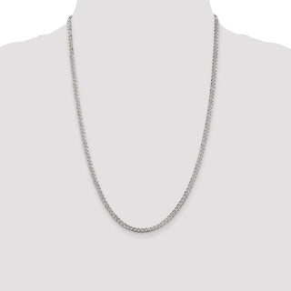 24" Sterling Silver 4mm Pave Curb Chain Necklace