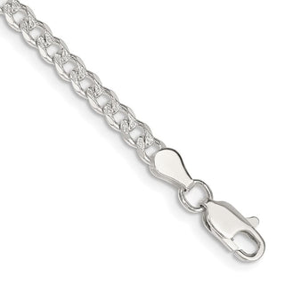 8" Sterling Silver 4mm Pave Curb Chain Bracelet
