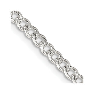 24" Sterling Silver 4mm Pave Curb Chain Necklace