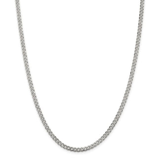 30" Sterling Silver 4mm Pave Curb Chain Necklace