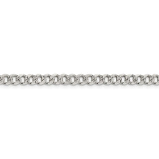 8" Sterling Silver 4.5mm Pave Curb Chain Bracelet
