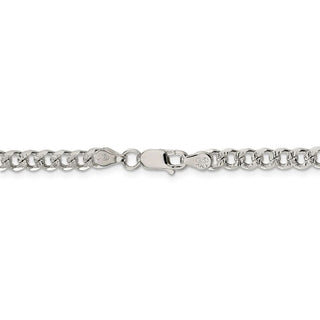 8" Sterling Silver 4.5mm Pave Curb Chain Bracelet