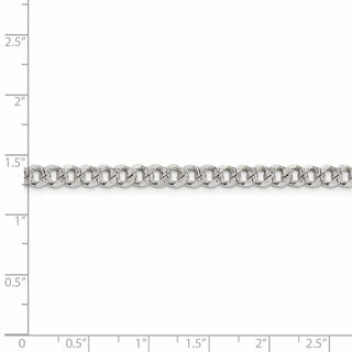 8" Sterling Silver 4.5mm Pave Curb Chain Bracelet