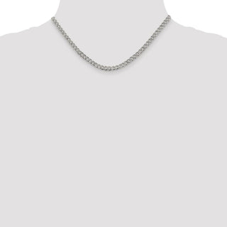 16" Sterling Silver 4.5mm Pave Curb Chain Necklace