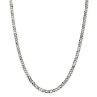 26" Sterling Silver 4.5mm Pave Curb Chain Necklace