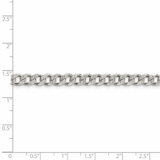 8" Sterling Silver 5.5mm Pave Curb Chain Bracelet