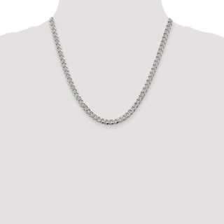20" Sterling Silver 5.5mm Pave Curb Chain Necklace