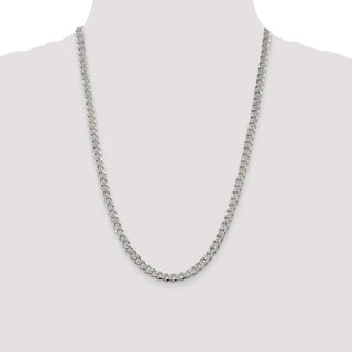 24" Sterling Silver 5.5mm Pave Curb Chain Necklace