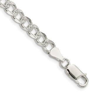 8" Sterling Silver 5.5mm Pave Curb Chain Bracelet
