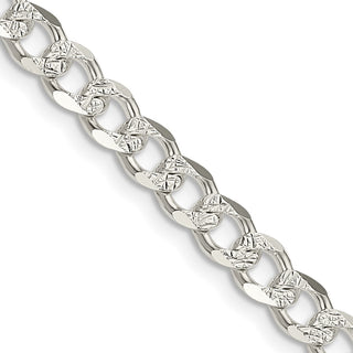 18" Sterling Silver 5.5mm Pave Curb Chain Necklace