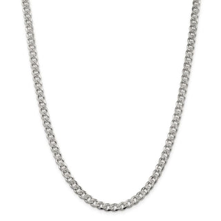 30" Sterling Silver 5.5mm Pave Curb Chain Necklace