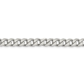 7" Sterling Silver 7mm Pave Curb Chain Bracelet