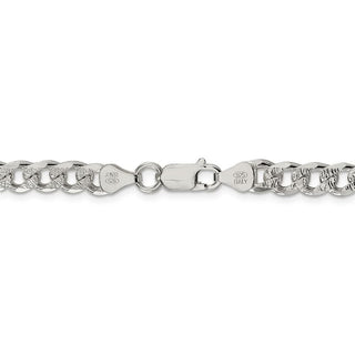 30" Sterling Silver 7mm Pave Curb Chain Necklace