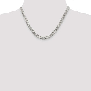 18" Sterling Silver 7mm Pave Curb Chain Necklace