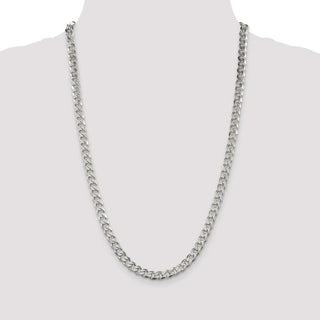 26" Sterling Silver 7mm Pave Curb Chain Necklace