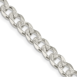 30" Sterling Silver 7mm Pave Curb Chain Necklace
