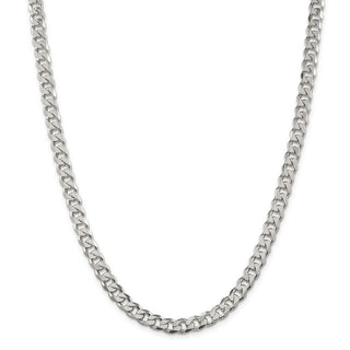 30" Sterling Silver 7mm Pave Curb Chain Necklace