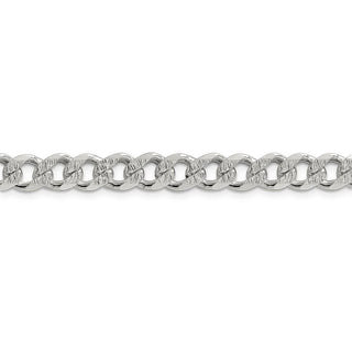 26" Sterling Silver 7.5mm Pave Curb Chain Necklace