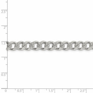 26" Sterling Silver 7.5mm Pave Curb Chain Necklace