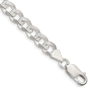 8" Sterling Silver 7.5mm Pave Curb Chain Bracelet