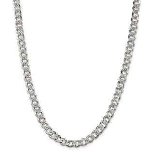 26" Sterling Silver 7.5mm Pave Curb Chain Necklace