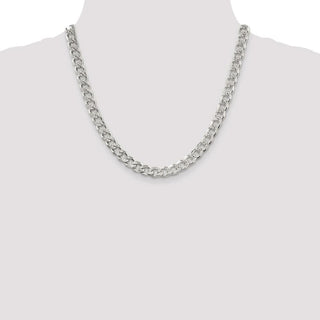 20" Sterling Silver 8mm Pave Curb Chain Necklace