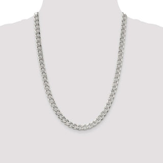 24" Sterling Silver 8mm Pave Curb Chain Necklace