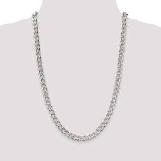 26" Sterling Silver 8mm Pave Curb Chain Necklace