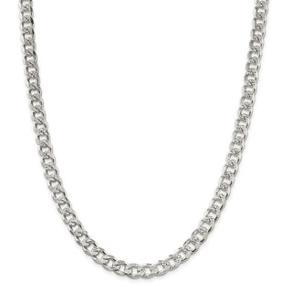 26" Sterling Silver 8mm Pave Curb Chain Necklace