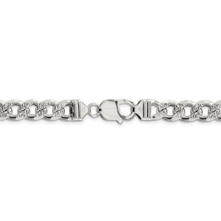 26" Sterling Silver 9.15mm Pave Curb Chain Necklace