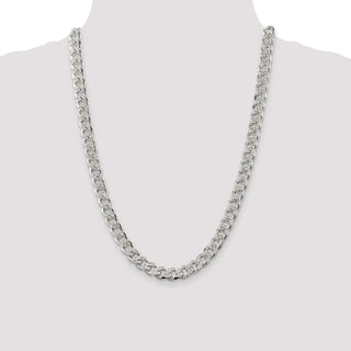 24" Sterling Silver 9.15mm Pave Curb Chain Necklace