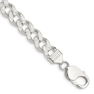 8" Sterling Silver 9.15mm Pave Curb Chain Bracelet
