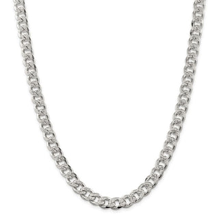 26" Sterling Silver 9.15mm Pave Curb Chain Necklace