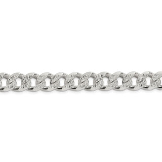 8" Sterling Silver 10.5mm Pave Curb Chain Bracelet