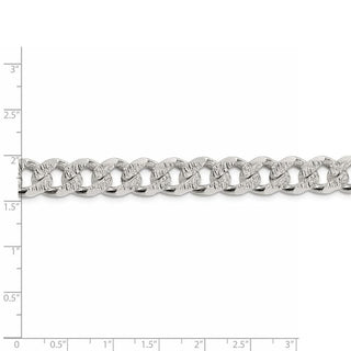 8" Sterling Silver 10.5mm Pave Curb Chain Bracelet