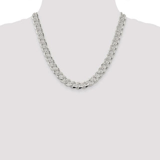 20" Sterling Silver 10.5mm Pave Curb Chain Necklace