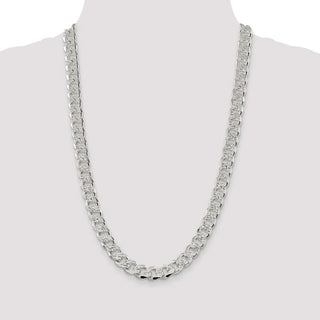 26" Sterling Silver 10.5mm Pave Curb Chain Necklace