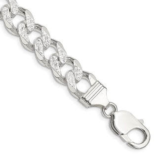 8" Sterling Silver 10.5mm Pave Curb Chain Bracelet
