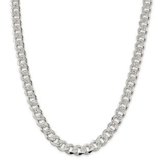 26" Sterling Silver 10.5mm Pave Curb Chain Necklace