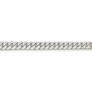 8" Sterling Silver 6.4mm Polished Domed Curb Chain Bracelet