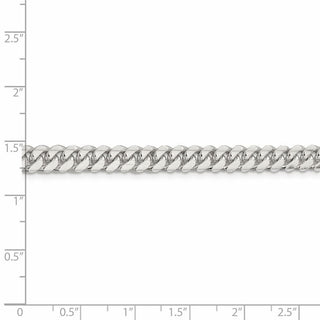 8" Sterling Silver 6.4mm Polished Domed Curb Chain Bracelet
