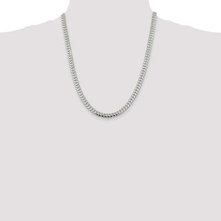 22" Sterling Silver 6.4mm Polished Domed Curb Chain Necklace