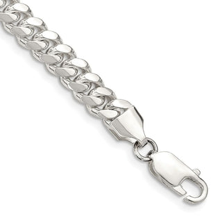 8" Sterling Silver 6.4mm Polished Domed Curb Chain Bracelet