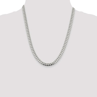22" Sterling Silver 7.25mm Polished Domed Curb Chain Necklace