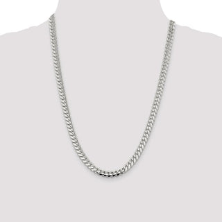 24" Sterling Silver 7.25mm Polished Domed Curb Chain Necklace