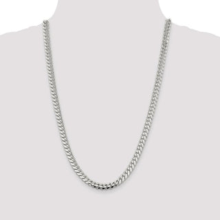 26" Sterling Silver 7.25mm Polished Domed Curb Chain Necklace
