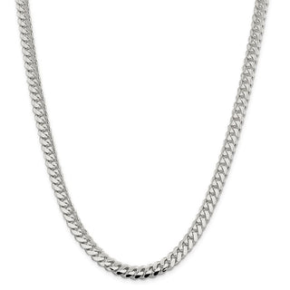 26" Sterling Silver 7.25mm Polished Domed Curb Chain Necklace