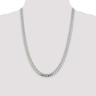 24" Sterling Silver 7.8mm Polished Domed Curb Chain Necklace