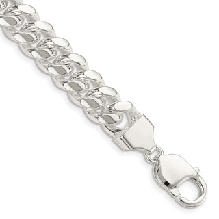 8" Sterling Silver 10.5mm Polished Domed Curb Chain Bracelet