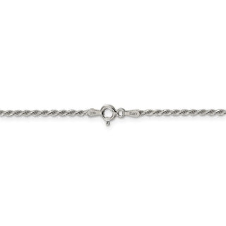 24" Rhodium-plated Sterling Silver 1.7mm Diamond-cut Rope Chain Necklace